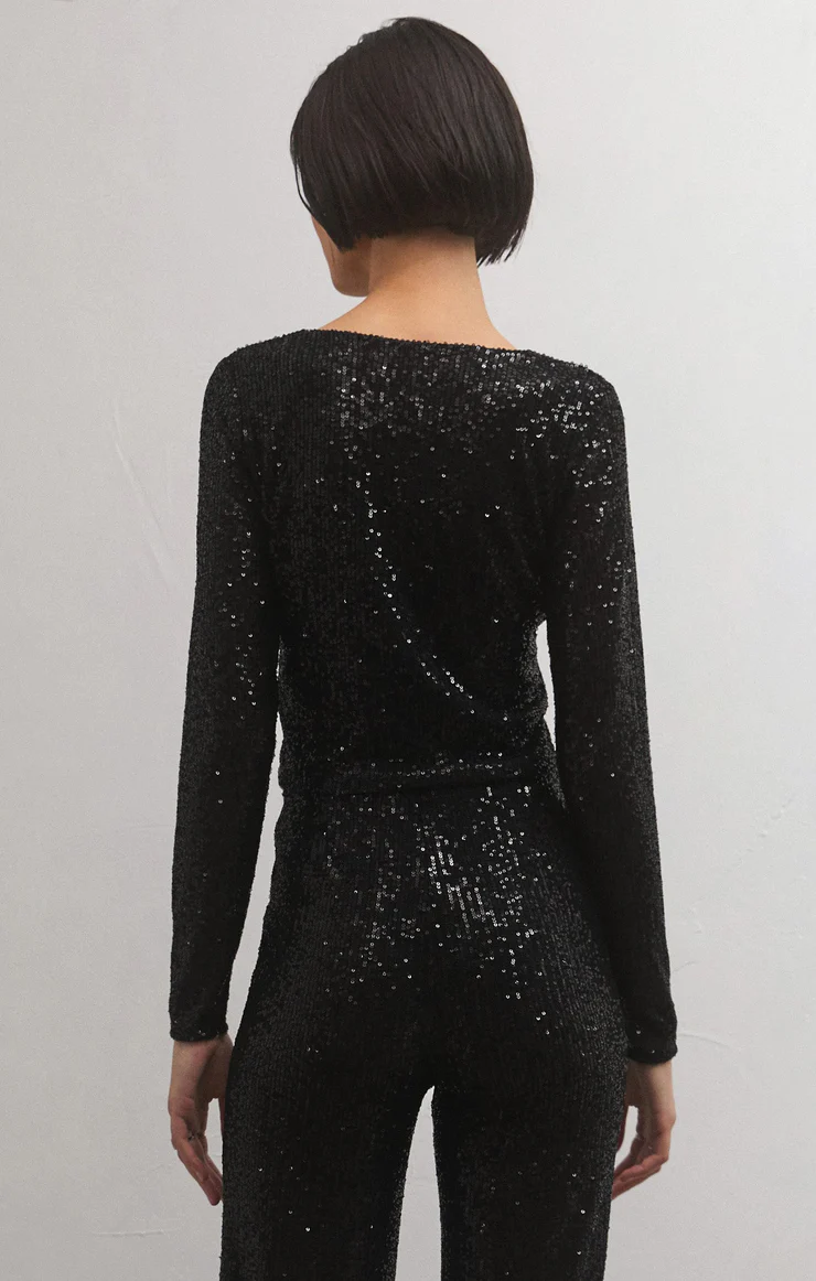 Aurora Sequin Top Black
