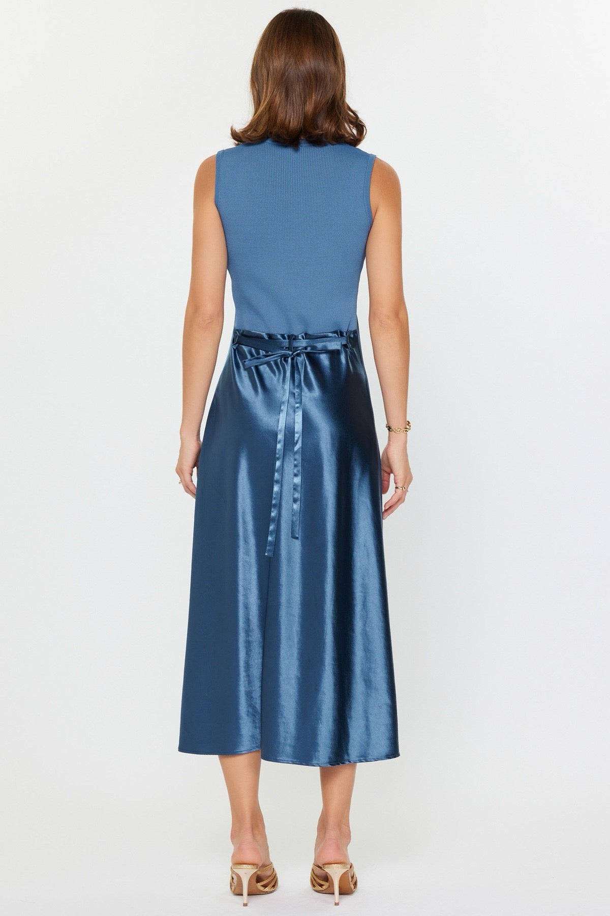 Amara Satin Midi Dress Midnight Blue