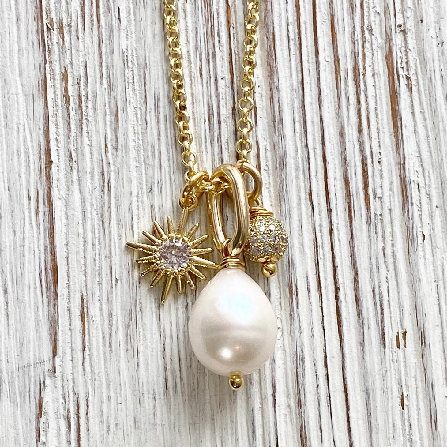 Baroque Freshwater Pearl Charm Necklace